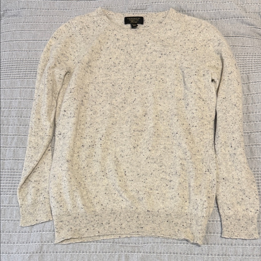 Charter Club Women's Speckled Cream Crewneck Cashmere Sweater